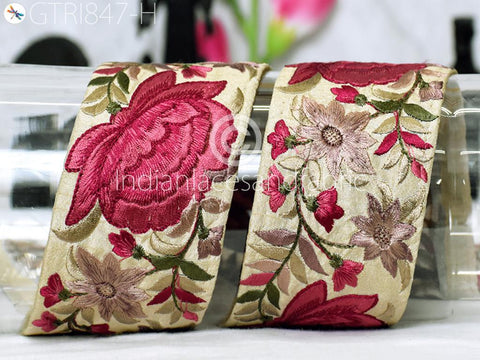 9 Yard Embroidered 6CM Fabric Trim Floral Saree Border DIY Crafting Sewing Ribbon Beach Bag Home Decor Embellishment Tape Drapery Home Decor