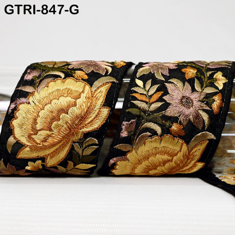 9 Yard Saree Border 6CM DIY Crafting Sewing Bridal Sari Ribbon Floral Embroidered Fabric Trim Beach Bags Home Decor Embellish Tapes Drapery