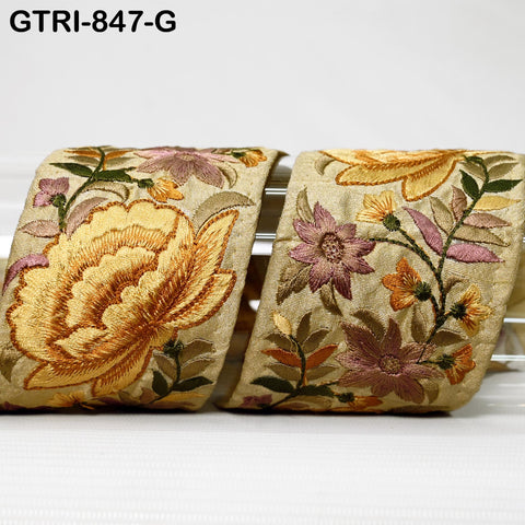 9 Yard Saree Border 6CM DIY Crafting Sewing Bridal Sari Ribbon Floral Embroidered Fabric Trim Beach Bags Home Decor Embellish Tapes Drapery