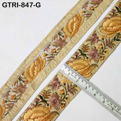 9 Yard Saree Border 6CM DIY Crafting Sewing Bridal Sari Ribbon Floral Embroidered Fabric Trim Beach Bags Home Decor Embellish Tapes Drapery