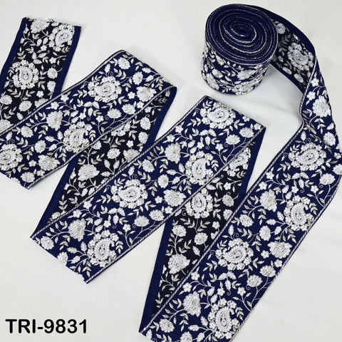 3 Yard Blue Crafting Saree Sewing Embellishment Costumes Trimmings 10 cm Embroidery Trim Indian Embroidered Ribbon Laces Fabric Sari Border