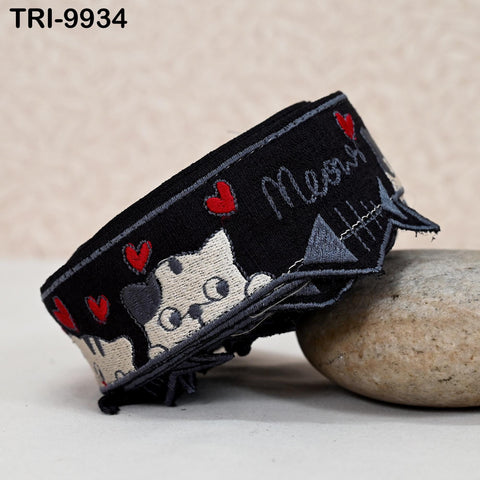 3 Yard Indian Crafting Embroidered Decorative Costumes Designing Curtains Home Decor Trimmings Embroidery Ribbon 5cm Cat Trim Sari Border