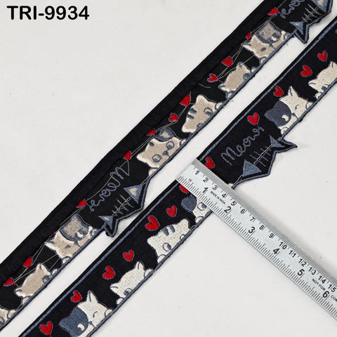 9 Yard Indian Embroidery Ribbon 5cm Cat Trim Sari Border Crafting Embroidered Decorative Costumes Designing Curtains Home Decor Trimmings