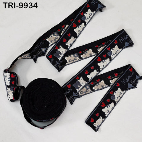 3 Yard Indian Crafting Embroidered Decorative Costumes Designing Curtains Home Decor Trimmings Embroidery Ribbon 5cm Cat Trim Sari Border