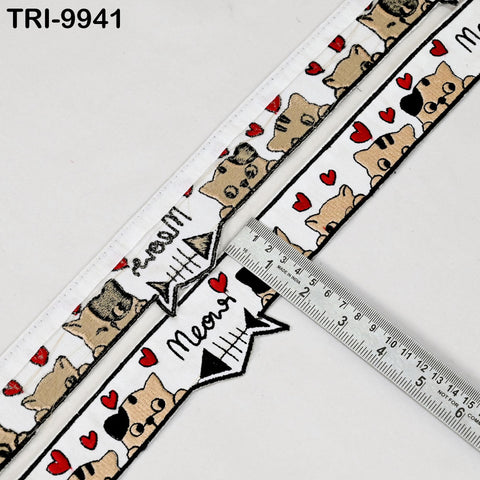 3 Yard Indian Crafting Embroidered Decorative Costumes Designing Curtains Home Decor Trimmings Embroidery Ribbon 5cm Cat Trim Sari Border
