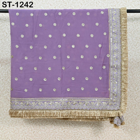 Lavender Georgette Dupatta for women, Bridal Wedding lehenga Chunni/Veil Sequin Scarf Indian Ethnic Dress Stole Ideal Gift Bridesmaid
