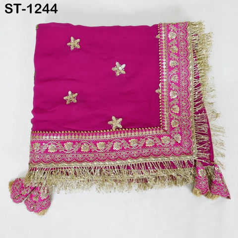 Magenta Georgette Dupatta for women, Bridal Wedding lehenga Chunni/Veil Sequin Scarf Indian Ethnic Dress Stole Ideal Gift Bridesmaid