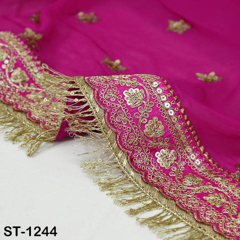 Magenta Georgette Dupatta for women, Bridal Wedding lehenga Chunni/Veil Sequin Scarf Indian Ethnic Dress Stole Ideal Gift Bridesmaid