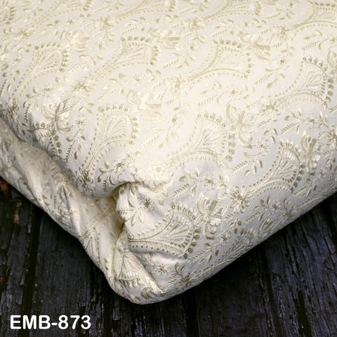 Ivory Embroidered Fabric by the yard Sewing DIY Crafting Embroidery Wedding Costumes Tote Bag Renaissance Dress Junk Journals Upholstery