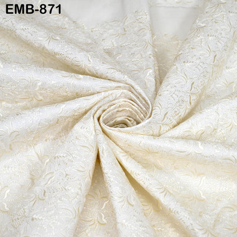 Ivory Embroidered Fabric by the yard Sewing DIY Crafting Embroidery Wedding Costumes Tote Bag Renaissance Dress Junk Journals Upholstery