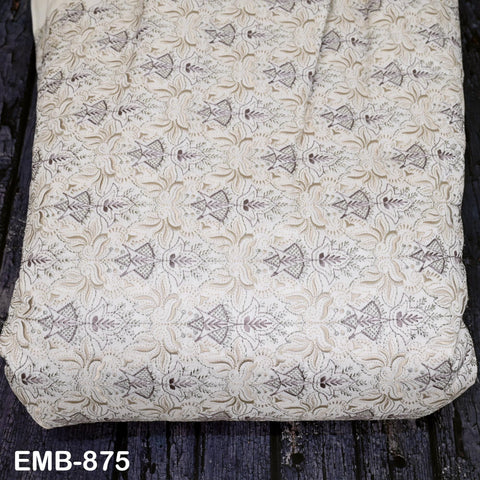 Ivory Embroidered Fabric by the yard Sewing Crafting Indian Embroidery Dresses Costumes Regency Reticules Victorian Handbags Junk Journals