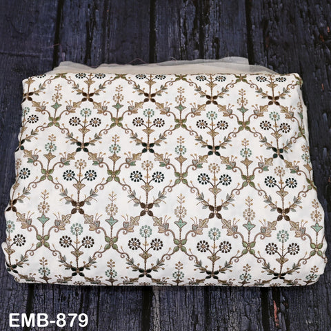 White Embroidered Fabric by the yard Sewing DIY Crafting Embroidery Wedding Costumes Dolls Tote Bag Renaissance Dress Home Decor Upholstery