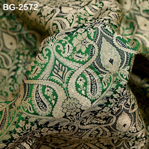 Indian Brocade Wedding Dress Bridesmaid Banarasi Fabric by Yard Costumes Renaissance Dress Marie Antoinette Green Gold Short Jackets Textile