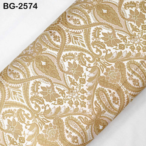 Indian Brocade Wedding Dress Bridesmaid Banarasi Fabric by Yard Costumes Renaissance Dress Marie Antoinette Ivory Gold Short Jackets Textile