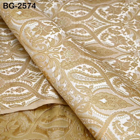 Indian Brocade Wedding Dress Bridesmaid Banarasi Fabric by Yard Costumes Renaissance Dress Marie Antoinette Ivory Gold Short Jackets Textile