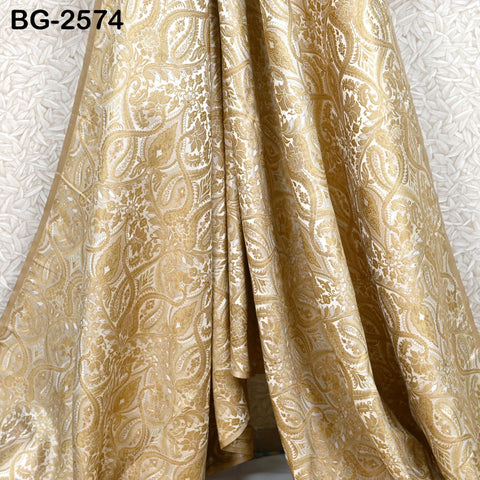 Indian Brocade Wedding Dress Bridesmaid Banarasi Fabric by Yard Costumes Renaissance Dress Marie Antoinette Ivory Gold Short Jackets Textile
