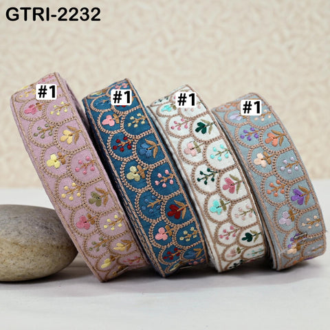 9 Yard Indian Embroidery Ribbons Embroidered Fabric Trim Embellish Saree Tape Sewing Crafting Border Wedding Dress Costumes Accessories 32mm