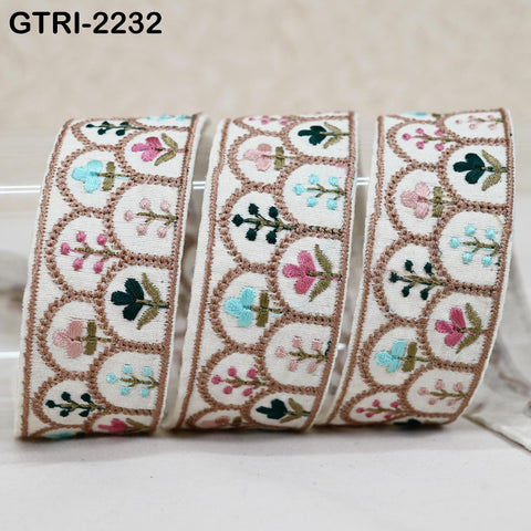 9 Yard Indian Embroidery Ribbons Embroidered Fabric Trim Embellish Saree Tape Sewing Crafting Border Wedding Dress Costumes Accessories 32mm