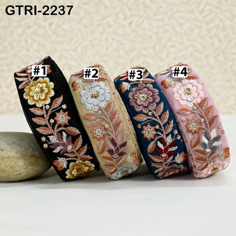 9 Yard Embroidery Trim Ribbon Tapes | Embroidered Fabric Sari Border | Gift Wrapping Lace Embellishment DIY Sewing Crafting Dog Collars 35mm