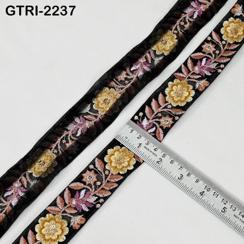 9 Yard Embroidery Trim Ribbon Tapes | Embroidered Fabric Sari Border | Gift Wrapping Lace Embellishment DIY Sewing Crafting Dog Collars 35mm