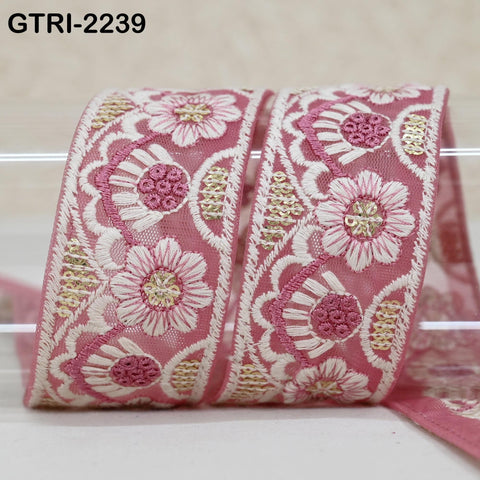 9 Yard White Embroidery Ribbon 4cm Fabric Trim Embroidered Border DIY Crafting Sewing Indian Tote Bags Theatrical Costumes Holiday Ornaments