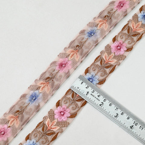 9 Yard 35mm Embroidery Trim Ribbon Tapes | Embroidered Fabric Sari Border | Gift Wrapping Lace Embellishment DIY Sewing Crafting Dog Collars