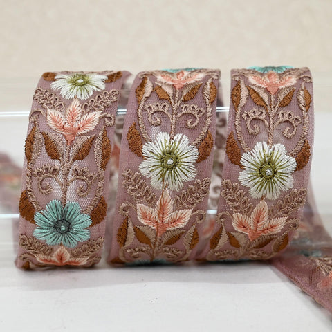 9 Yard 35mm Embroidery Trim Ribbon Tapes | Embroidered Fabric Sari Border | Gift Wrapping Lace Embellishment DIY Sewing Crafting Dog Collars