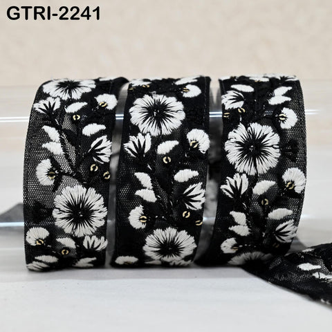 9 Yard Embroidery Ribbon 4cm Fabric Trim Embroidered Border DIY Crafting Sewing Indian Tote Bags Theatrical Costumes Holiday Ornaments Black