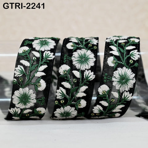 9 Yard Embroidery Ribbon 4cm Fabric Trim Embroidered Border DIY Crafting Sewing Indian Tote Bags Theatrical Costumes Holiday Ornaments Black