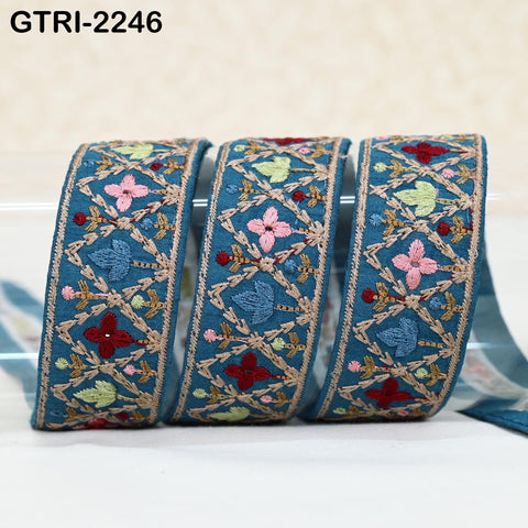 9 Yard 35mm Embroidery Trim Ribbon Tapes | Embroidered Fabric Sari Border | Gift Wrapping Lace Embellishment DIY Sewing Crafting Dog Collars