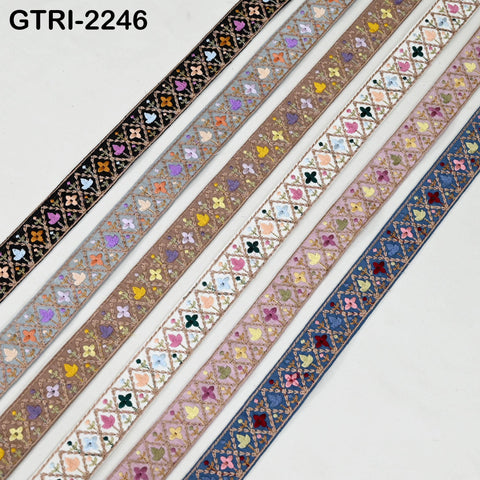 9 Yard 35mm Embroidery Trim Ribbon Tapes | Embroidered Fabric Sari Border | Gift Wrapping Lace Embellishment DIY Sewing Crafting Dog Collars