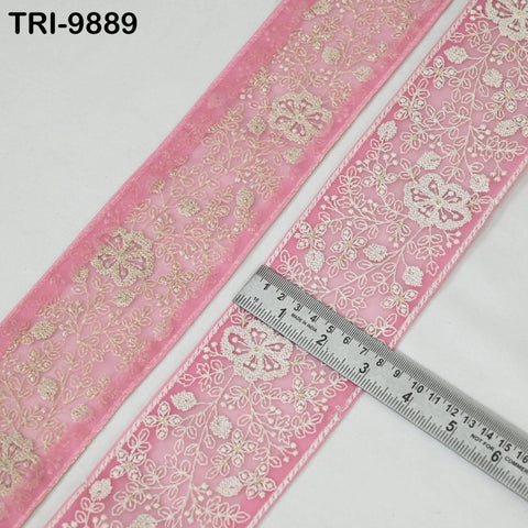 9 Yard Embroidery Ribbons Trim Embellishment Embroidered Saree Border Theatrical Costumes Crafting Sew Holidays Wreaths Decor Pink
