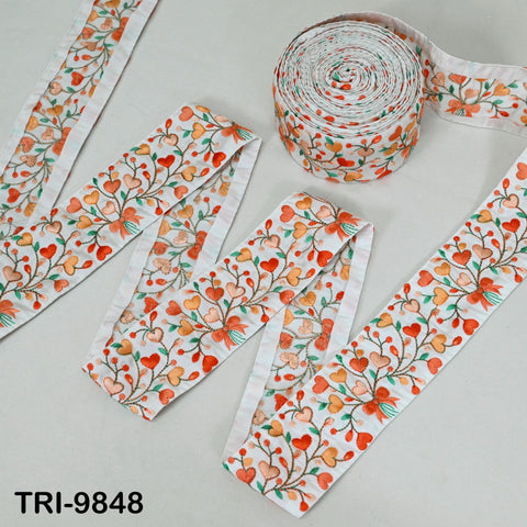 3 Yard Peach Tablecloth Lampshade Making Home Decor Costumes Trimmings Embroidery Ribbons 6cm Indian Sari Border Embroidered Crafting Sewing