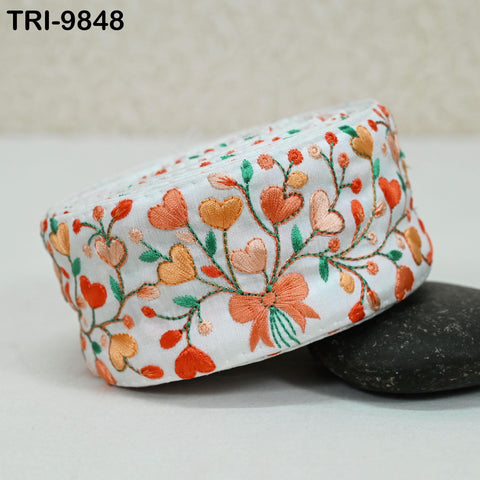 3 Yard Peach Tablecloth Lampshade Making Home Decor Costumes Trimmings Embroidery Ribbons 6cm Indian Sari Border Embroidered Crafting Sewing