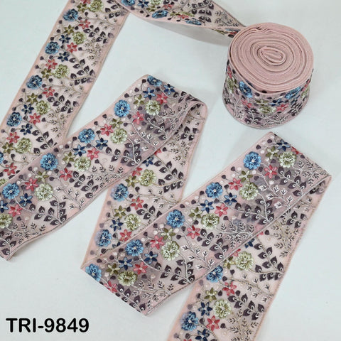 9 Yard Embroidery Ribbon 9cm Fabric Trim Embroidered Border DIY Crafting Sewing Indian Tote Bags Theatrical Costumes Holiday Ornaments Pink