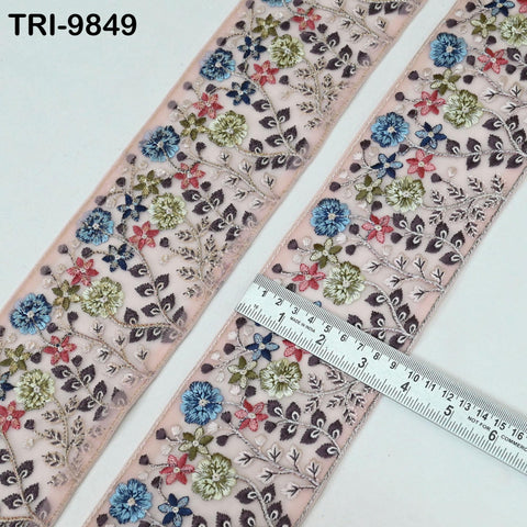 9 Yard Embroidery Ribbon 9cm Fabric Trim Embroidered Border DIY Crafting Sewing Indian Tote Bags Theatrical Costumes Holiday Ornaments Pink