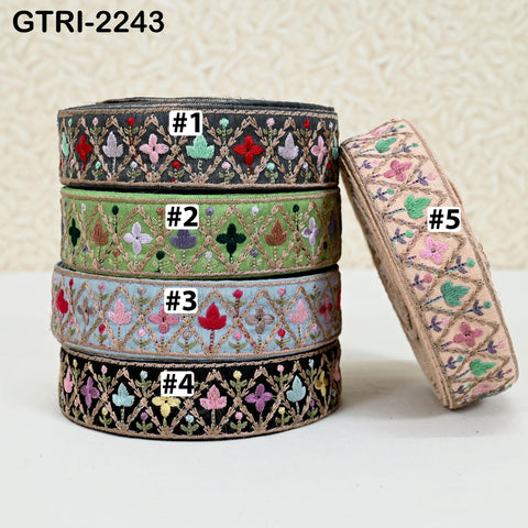 9 Yard 35mm Embroidery Trim Ribbon Tapes | Embroidered Fabric Sari Border | Gift Wrapping Lace Embellishment DIY Sewing Crafting Dog Collars