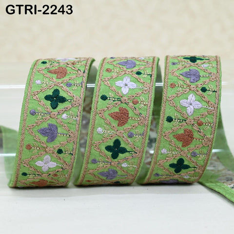9 Yard 35mm Embroidery Trim Ribbon Tapes | Embroidered Fabric Sari Border | Gift Wrapping Lace Embellishment DIY Sewing Crafting Dog Collars