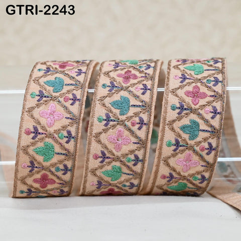 9 Yard 35mm Embroidery Trim Ribbon Tapes | Embroidered Fabric Sari Border | Gift Wrapping Lace Embellishment DIY Sewing Crafting Dog Collars