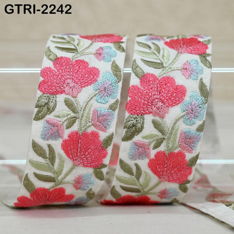 9 Yard Indian Sari Embellishments Embroidery 5 cm Trim Embroidered Saree Ribbon Cushions Sewing Crafting Trimmings Curtains Headbands Border