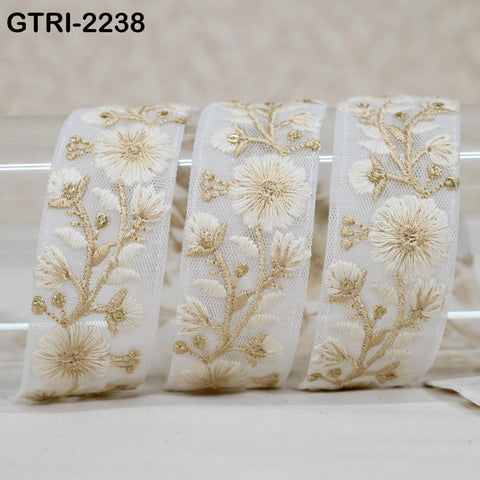 9 Yard Embroidery Ribbon 4cm Fabric Trim Embroidered Border DIY Crafting Sewing Indian Tote Bags Theatrical Costumes Holiday Ornaments Black