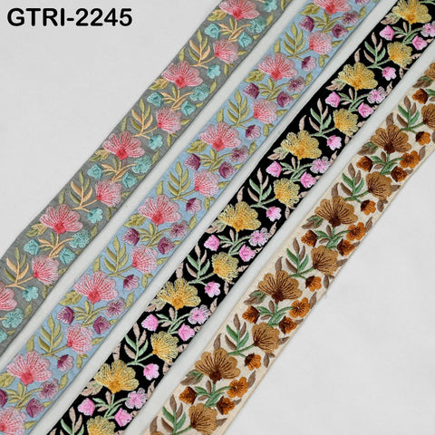 9 Yard Indian Sari Embellishments Embroidery 5 cm Trim Embroidered Saree Ribbon Cushions Sewing Crafting Trimmings Curtains Headbands Border