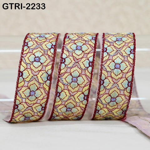 9 Yard Embroidered Ribbons Fabric Trim Embroidery Gift Wrapping Indian Sari Embellishment Sewing DIY Crafting Border Cushion Lace 3cm