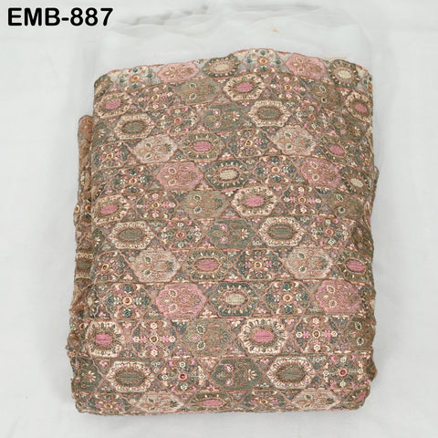 Embroidered Fabric by the yard On Tulle Sewing DIY Crafting Indian Embroidery Wedding Dress Costumes Dolls Bags Cushion Covers Table Runners