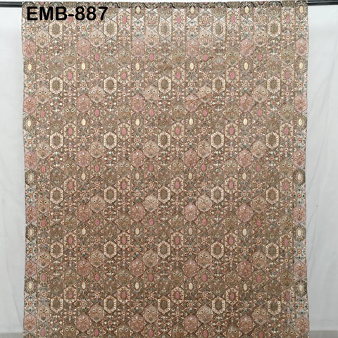 Embroidered Fabric by the yard On Tulle Sewing DIY Crafting Indian Embroidery Wedding Dress Costumes Dolls Bags Cushion Covers Table Runners