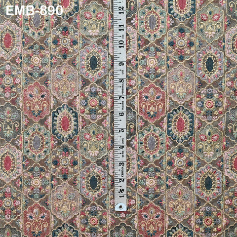 Embroidered Fabric by the yard On Tulle Sewing DIY Crafting Indian Embroidery Wedding Dresses Blouses Blazer Victorian Costumes Trousers