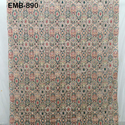 Embroidered Fabric by the yard On Tulle Sewing DIY Crafting Indian Embroidery Wedding Dresses Blouses Blazer Victorian Costumes Trousers