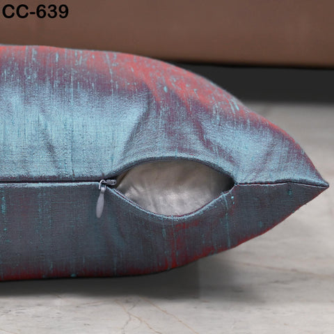 Iridescent Blue Red Silk Cushion Cover: Handmade Dupioni Pillow Sham