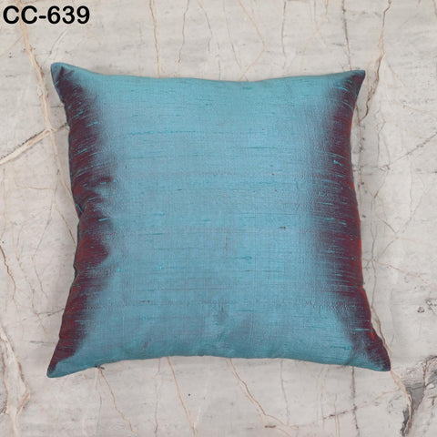 Iridescent Blue Red Silk Cushion Cover: Handmade Dupioni Pillow Sham