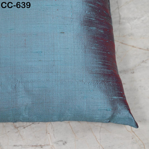 Iridescent Blue Red Silk Cushion Cover: Handmade Dupioni Pillow Sham